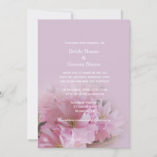 Lovely soft pink cherry blossom spring wedding personalized announcements
