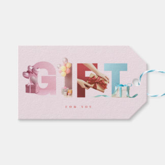 Lovely Soft Pink GIFT Text Masking Typography Tags