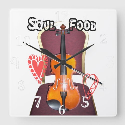 Lovely Soul Food Time Sound of love Square Wall Clock