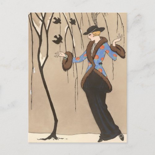 Lovely Sparrow by George Barbier Postcard