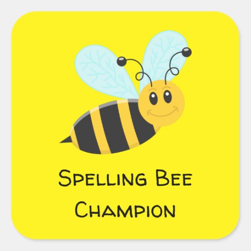 Lovely spelling bee champion square sticker