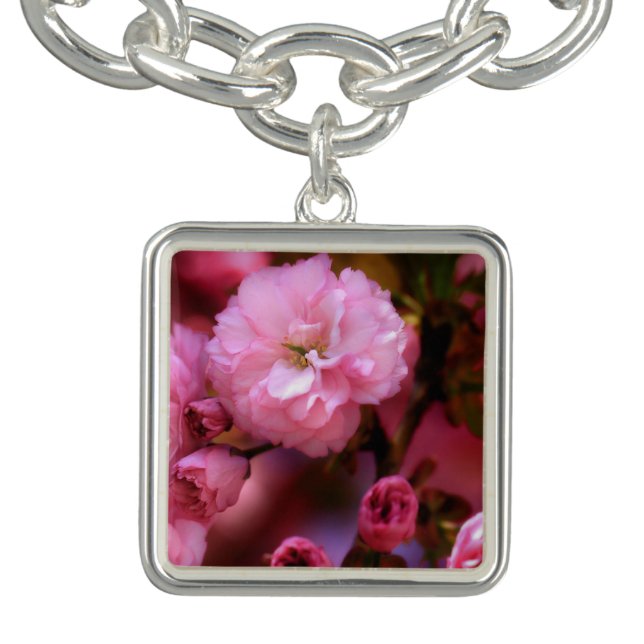 Lovely Spring Pink Cherry Blossoms Charm Bracelet (Design)