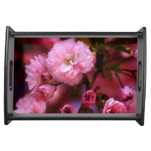 Lovely Spring Pink Cherry Blossoms Serving Tray