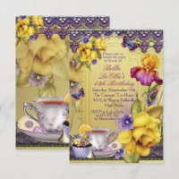 Lovely Spring Tea Party Birthday Party Invitations
