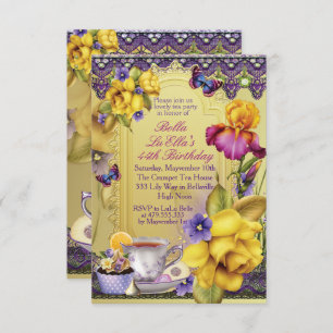 Lovely Spring Tea Party Birthday Party Invitations