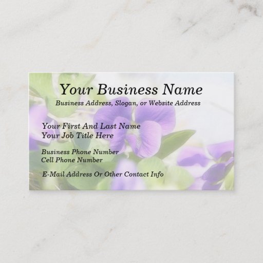 Customizable Lovely Spring Violet Business Card Template