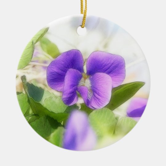 Lovely Spring Violet Ceramic Ornament