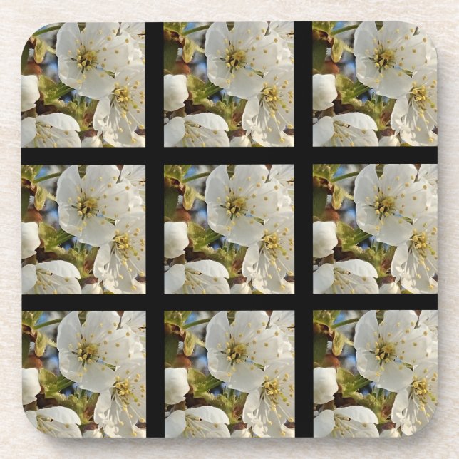 Lovely Springflower Grid Beverage Coaster (Front)