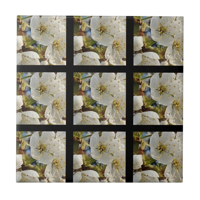 Lovely Springflower Grid Ceramic Tile (Front)