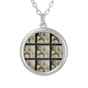 Lovely Springflower Grid Silver Plated Necklace