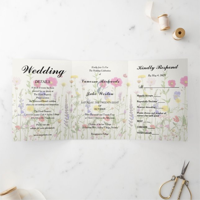 Lovely Springtime Wedding Tri-Fold Invitation (Inside)
