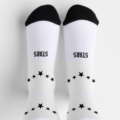 Lovely Stars text with Black Color Five Stars  Socks