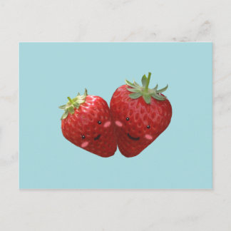 Lovely Strawberry Couple Postcard