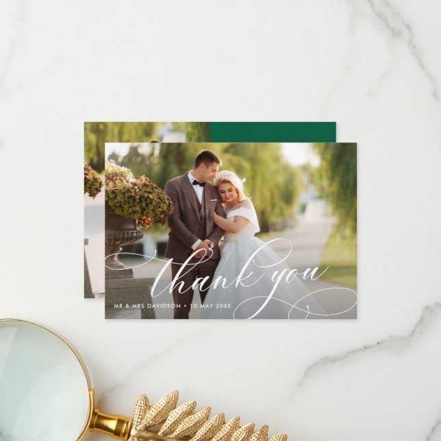 Lovely Stylish Calligraphy Wedding  Thank You Card (Front/Back In Situ)