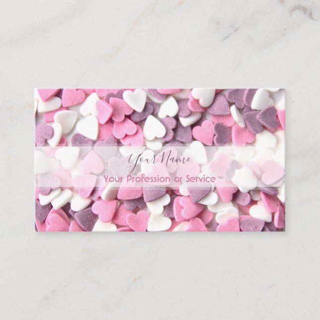 Lovely sugar hearts for pastry shops bakery business card (Front)