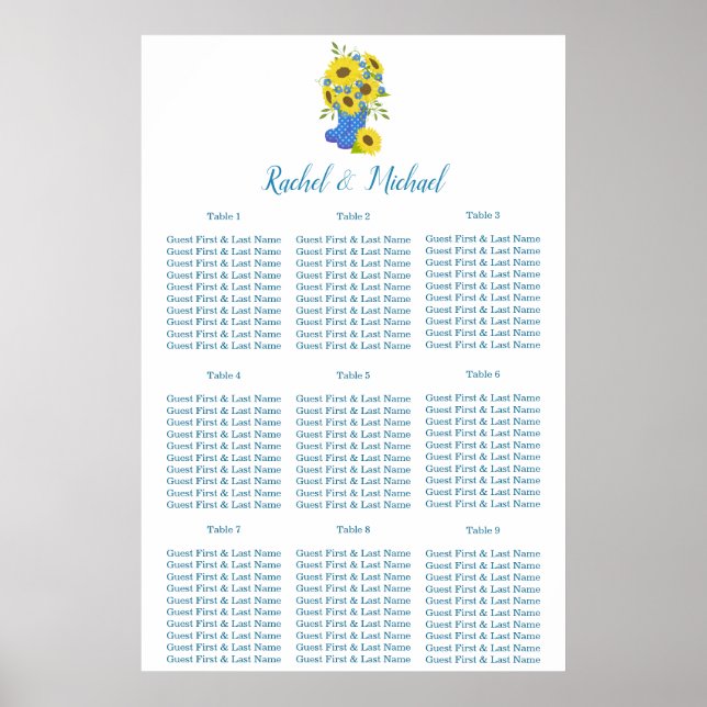 Lovely Sunflower Charm Wedding Poster (Front)