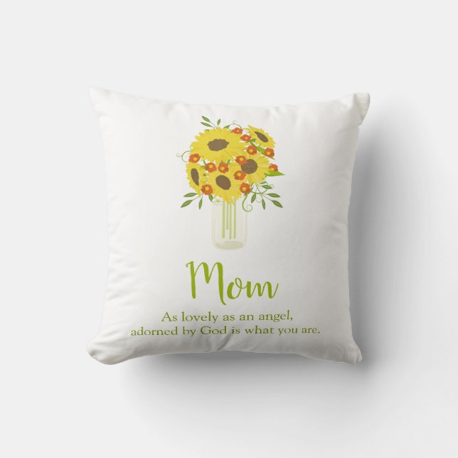 Lovely Sunflower in Vase Throw Pillow (Front)