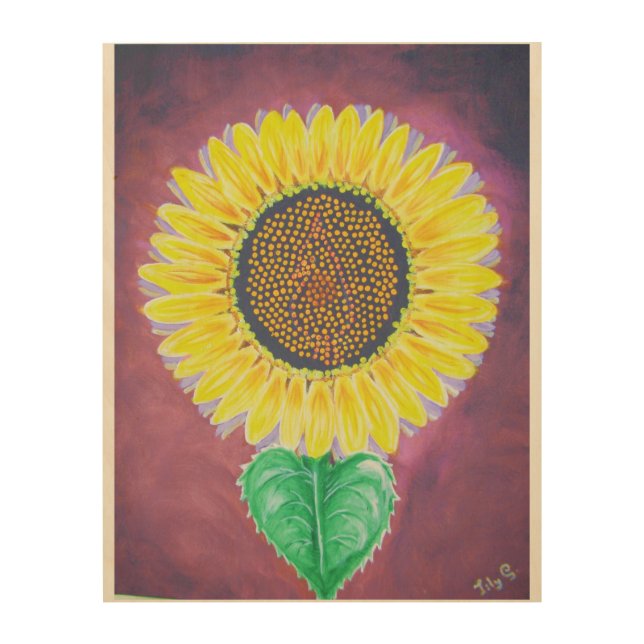 Lovely sunflower wood wall art (Front)