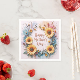 Lovely Sunflowers 3D Mother's Day Napkins