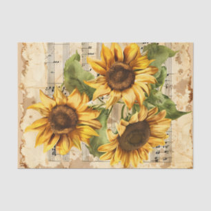 Lovely sunflowers floral music sheet ephemera