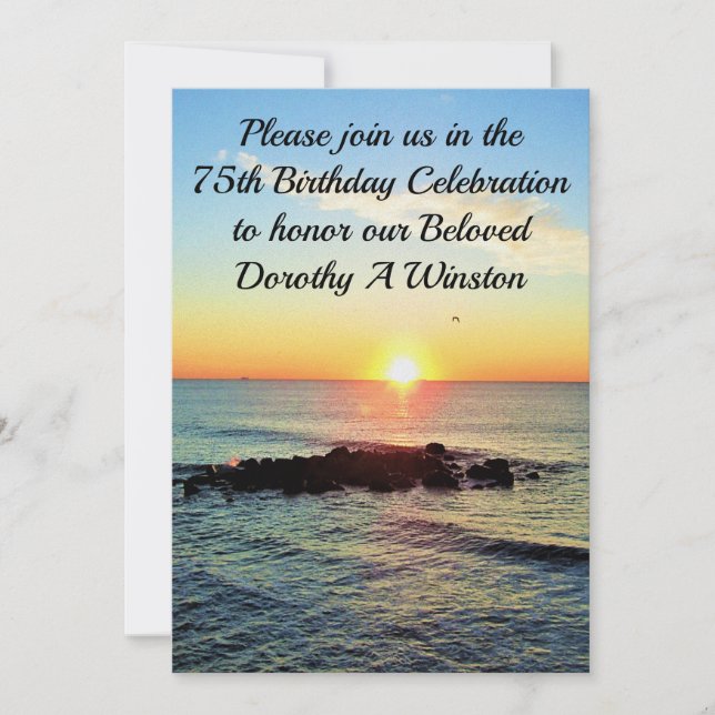 LOVELY SUNRISE 75TH BIRTHDAY INVITATION (Front)