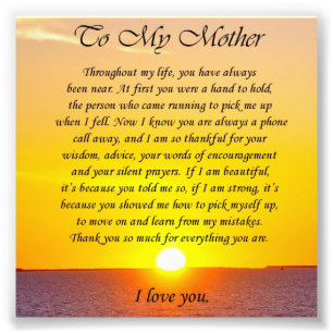 Lovely Sunset "To My Mother" Photo Verse Print
