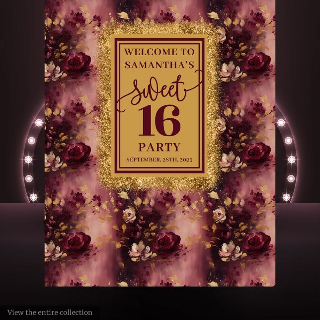Lovely Sweet 16 Blush Burgundy Gold Backdrop (Lovely Sweet 16 Blush Burgundy Gold Backdrop)