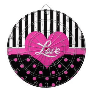 Lovely, sweet, elegant, cute pink polka dots dartboard with darts