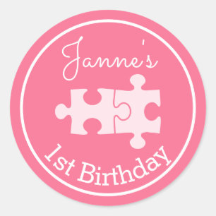 Lovely Sweet Pink Puzzles Classic Round Sticker