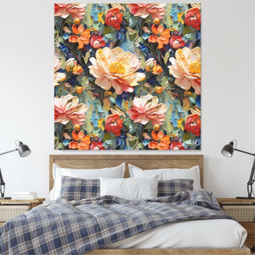 Lovely Sweet Tzxtured Flowers and Roses Canvas Print