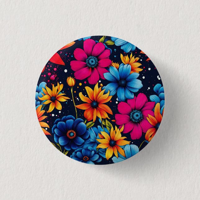 Lovely Sweety Flowers and Roses Button (Front)
