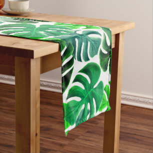Lovely Table Runner with Tropical Leaves Print