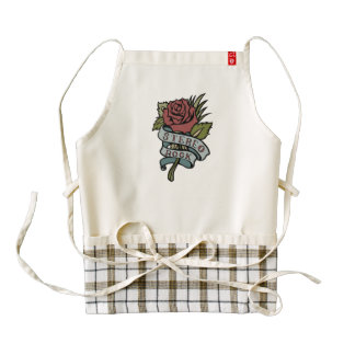 Lovely Tattoo Flowers"Stereo Rock" Red and Green Zazzle HEART Apron