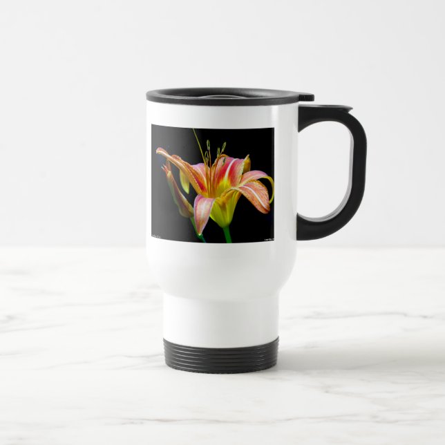 Lovely Tawny Daylily II Apparel and Gifts Travel Mug (Right)