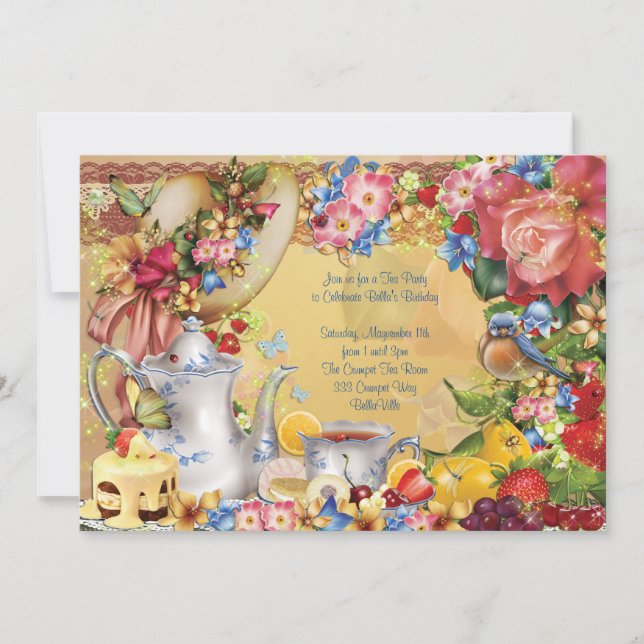 Lovely Tea Party Invitations (Front)