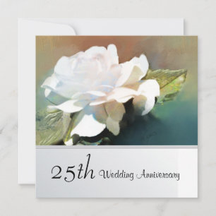 Lovely Tea Rose 25th Wedding Anniversary Invitation