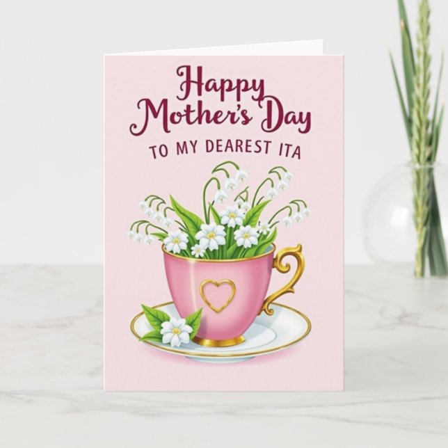 Lovely Teacup Floral Mother Card (Front)