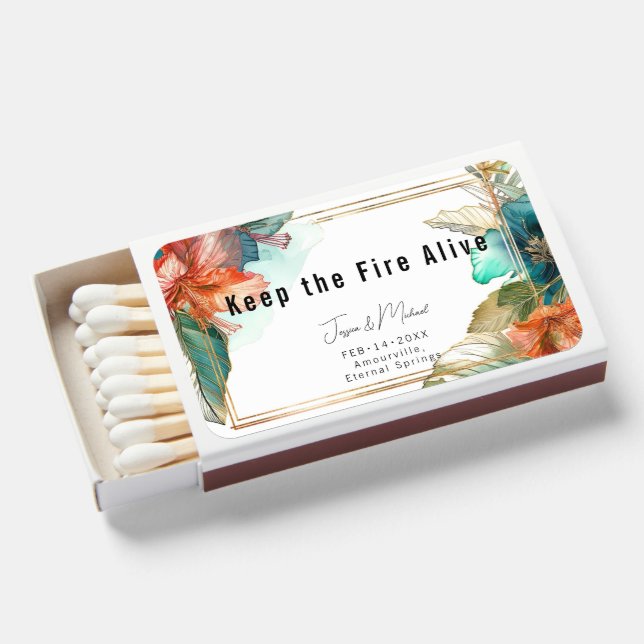 Lovely teal Hibiscus Serenade Paradise Matchboxes (Front Open)