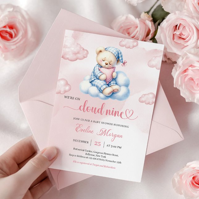 Lovely Teddy Bear Baby Shower Invite Cloud 9 Theme (Lovely Teddy Bear Baby Shower Invite Cloud 9 Theme)