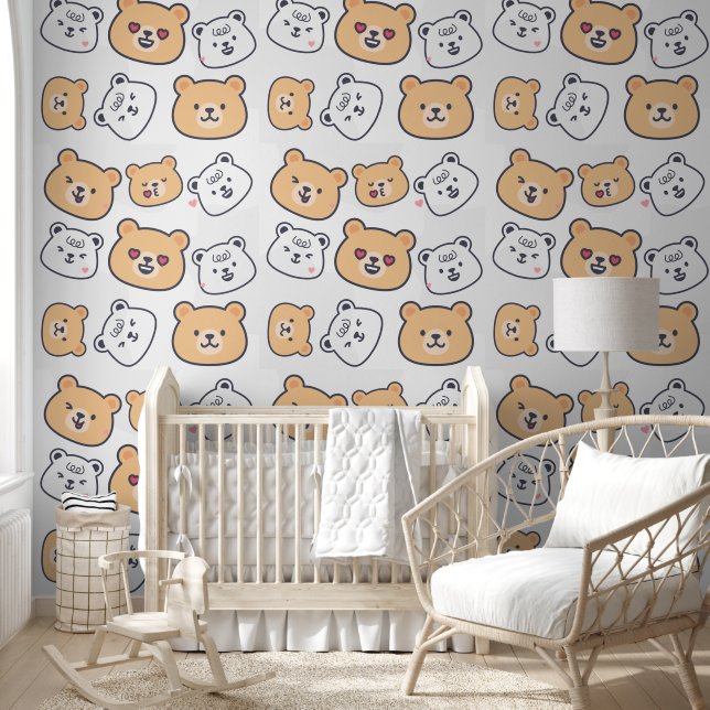 Lovely Teddy bear pattern for Your Kid Room Wallpaper (Kids)