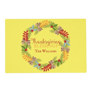 Lovely Thanksgiving Blessings Fall Wreath Placemat