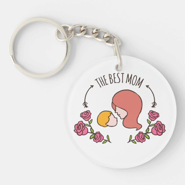 Lovely The Best Mom Mother's Day Keychain (Front)