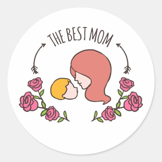 Lovely The Best Mom Mother's Day Sticker Seal (Front)