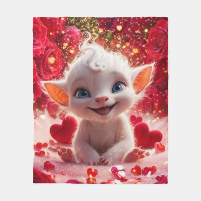 Lovely the Fantasy Creature of Valentines  Fleece Blanket (Front)