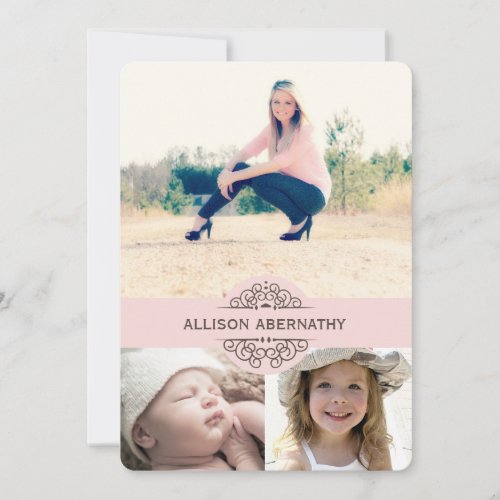 Lovely Then and Now Photo Graduation Party | Pink Custom Announcements