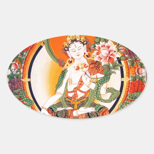 Lovely Tibetan Buddhist Art Oval Sticker