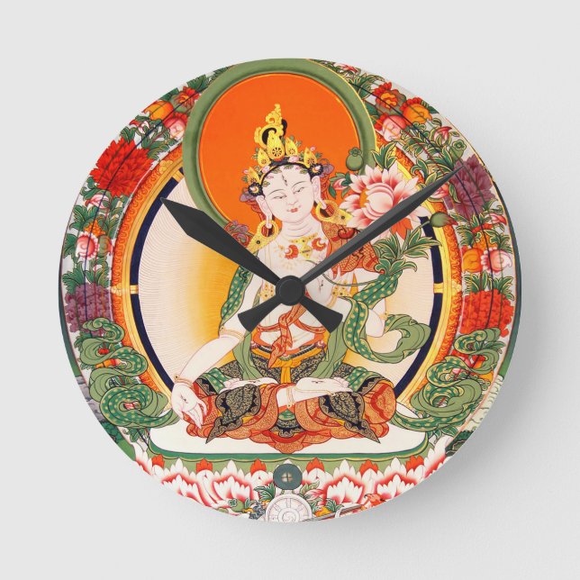 Lovely Tibetan Buddhist Art Round Clock (Front)