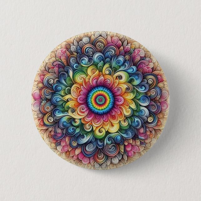 Lovely Tie-dye rainbow colors Button (Front)