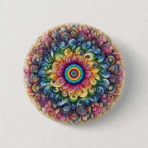 Lovely Tie-dye rainbow colors Button