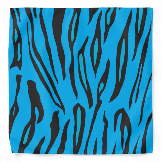 Lovely Tiger Blue and Black Stripes Bandana (Front)